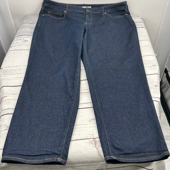 Lands End Women’s High Rise Bootcut Jeans Blue Dark Wash Stretch Size 24W - Picture 2 of 13